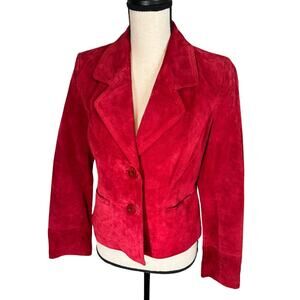 Vintage i.e. Red Suede Blazer 90s Y2K Dark‎ Academia Medium